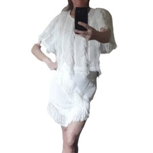 Zara White Fringe Skirt Set